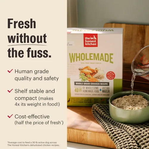 Vista 6 de The Honest Kitchen Human Grade Wholemade™ Alimento Deshidratado para Perros de Grano Integral - Comida Completa y Equilibrada o Complemento - Pavo