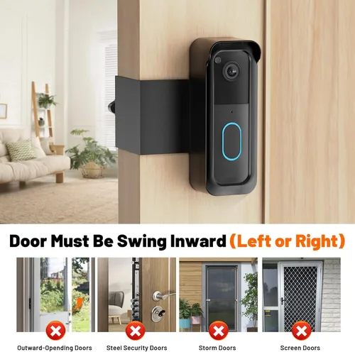 Vista 2 de Soporte para timbre Blink, 2ª generación, antirrobo, soporte para cámara de timbre Blink sin perforación con cubierta para lluvia, compatible