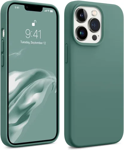 Vista 21 de AOTESIER Funda magnética para iPhone 13 Pro Max, compatible con MagSafe, protección militar a prueba de golpes, funda de silicona con forro de Verde