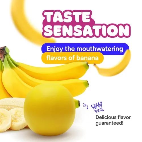 Vista 4 de Bolas de chicle para máquina de chicles de repuesto, 1 pulgada, 1.7 libras, 96 bolas de goma de mascar amarillas de plátano, goma de mascar