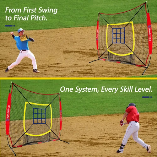 Vista 7 de 7x7ft Baseball Net with Strike Zone, Large Pocket Baseball Training Net for Hitting/Batting/Pitching/Throwing,Scratch Resistant Base,Indoor/Outdoor