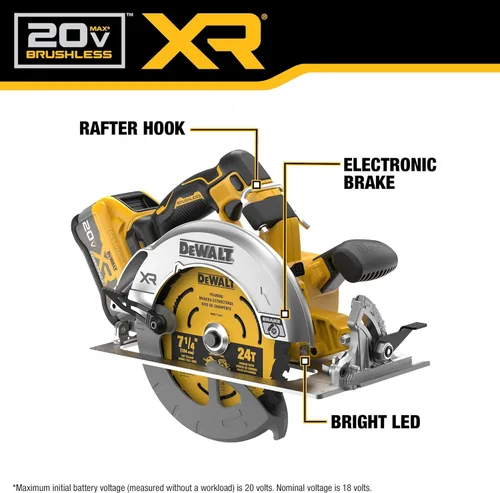 Vista 13 de DEWALT Kit de sierra circular inalámbrica sin escobillas de 20 V MAX XR de 7-1/4 pulgadas con batería y cargador (DCS590WW1)