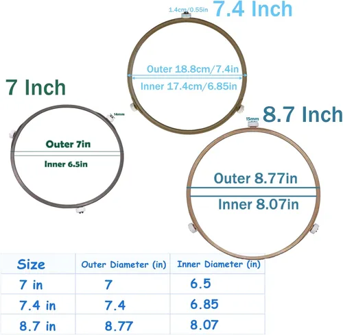 Vista 3 de Anillo giratorio para horno de microondas de 7.4 pulgadas, anillo giratorio, bandeja de soporte de placa de vidrio, soporte de repuesto, anillo