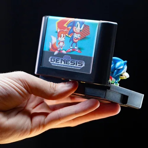 Vista 6 de Console Heroes Sonic the Hedgehog 2 - Juego de diorama coleccionable - Mini figuras de Sonic & Tails con escena Emerald Hill Zone - Cartucho retro