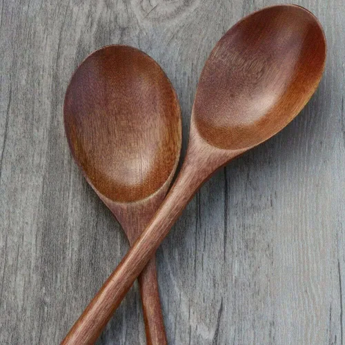 Vista 4 de TEAMWILL Cucharas de madera, 24 cucharas de sopa de madera de 9 pulgadas para comer, mezclar, agitar, cuchara de mango largo con utensilio de cocina