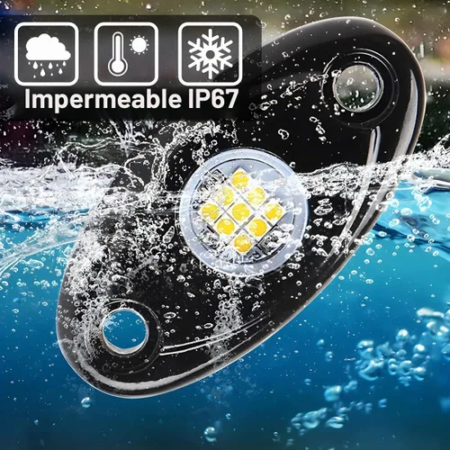 Vista 3 de Luces de Roca para Camiones, 4 Módulos de Luces LED de Roca, Kits de Luces de Neón de Roca Impermeables IP67 para Camioneta ATV Todoterreno SUV Azul