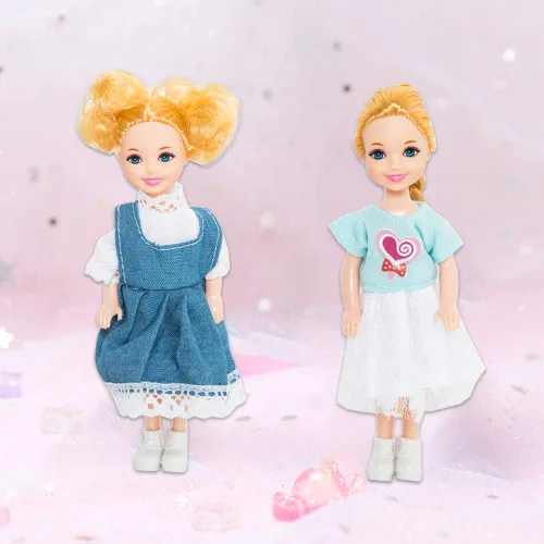 Vista 5 de ONEST 10 juegos de muñecas de 5 pulgadas con ropa de muñeca, trajes de fiesta para niñas, muñecas de niño, accesorios de muñeca para niños