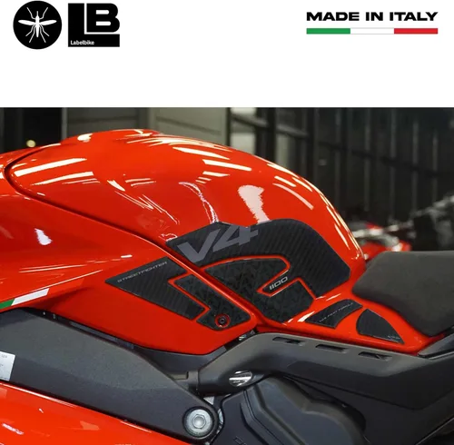 Vista 4 de labelbike - 2 pegatinas 3D de resina, protección lateral para tanque de motocicleta compatible con Ducati Streetfighter V4 2023