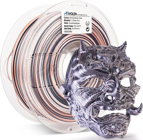 Vista 25 de AMOLEN Filamento PLA de Seda para Impresora 3D, Filamento PLA Kingfisher Rainbow Multicolor Brillante 1.75mm, Filamento de Impresión 3D PLA
