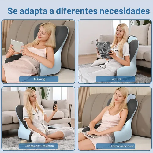 Vista 7 de Almohada de lectura para sentarse en la cama, almohada de apoyo de espalda de 22 pulgadas de alto para sentarse, respaldo y apoyo lumbar con brazos