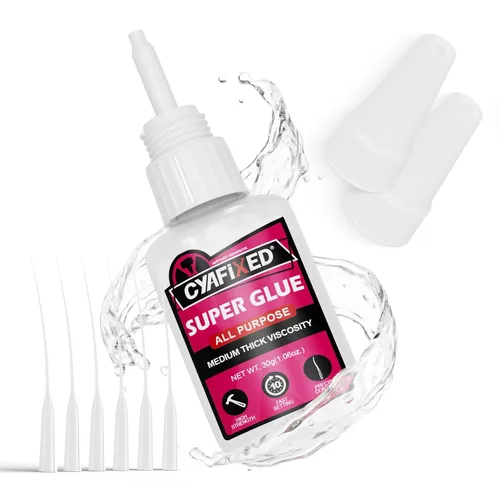 CYAFIXED - Pegamento Super Líquido, Adhesivo Cianoacrilato Instantáneo Transparente de Viscosidad Media Gruesa, Pegamento CA Apto para Alimentos