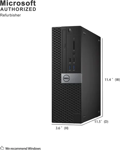 Vista 2 de Dell Optiplex 3040 SFF Business Desktop PC, Core i3-6100 3.7GHz, 8 GB de RAM, unidad de estado sólido de 256 GB, HDMI, RJ45, Windows 11 Pro de 64