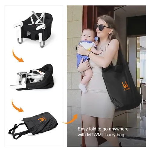 Vista 4 de MTWML Silla de bebé portátil para mesa, Silla alta de enganchar que se fija a la mesa, Asiento de mostrador con ahorro de espacio para bebé, Asiento