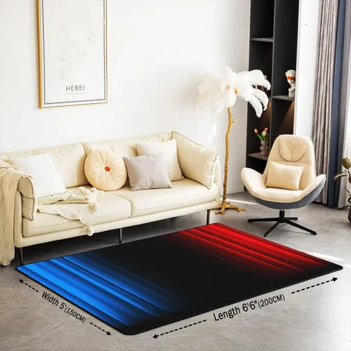 Vista 2 de Alfombra de área con efecto degradado, rojo, azul, negro, para sala de estar, dormitorio, decoración moderna, arte abstracto, ultra suave