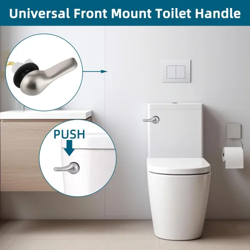 Vista 6 de Hygie Rinse Kit de repuesto de mango de inodoro de metal, ajuste frontal universal, palanca de inodoro compatible con estándar americano/Glacier