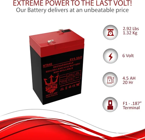 Vista 7 de Neptune - Batería de repuesto para Peg Perego Choo Choo Express Train con pista (IGED1116) 6 V 4.5Ah SLA 2