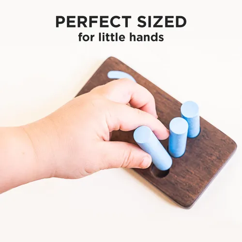 Vista 4 de Tablero de clavijas de conteo – Matemáticas y números Montessori para niños – Materiales manipulativos matemáticos de madera – Tinte de nogal oscuro