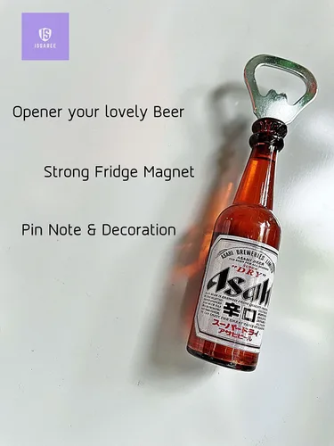Vista 5 de Figura magnética de abridor de botellas de cerveza japonesas, herramienta de apertura con tapa magnética para nevera, decoración de nevera, Asahi