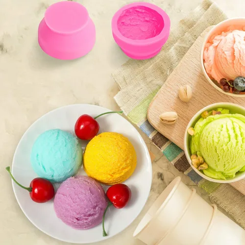 Vista 4 de Patelai Moldes de silicona en forma de bola de helado 3D, molde de galletas para pastelería, vela, jabón, arcilla, para tartas de boda, chocolate