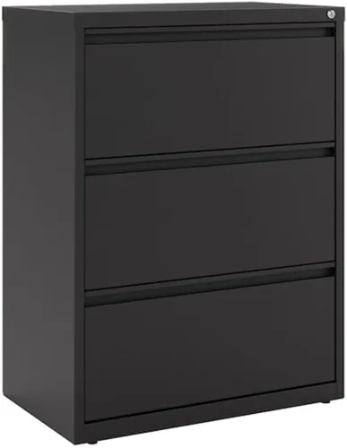 Hirsh - Archivador lateral de 3 cajones de metal de 30 pulgadas de ancho, serie HL10000, color negro