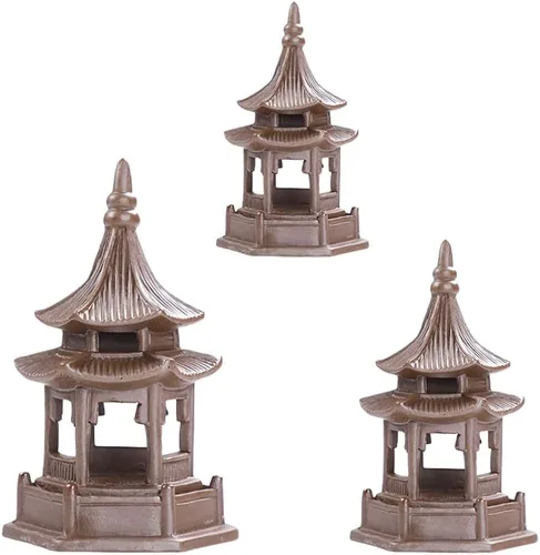 BESPORTBLE Escultura de cerámica Zen Garden Ornamento 3 piezas miniatura mini estatua de pagoda estatua de cerámica para jardín zen decoración del