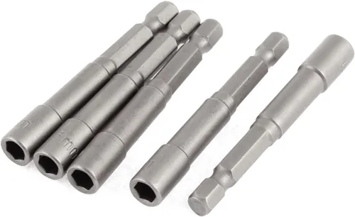 uxcell 1/4-inch Shank 0.217 in Hex Socket Nut Setter Driver Bit Adapter Gris 5pcs No magnético