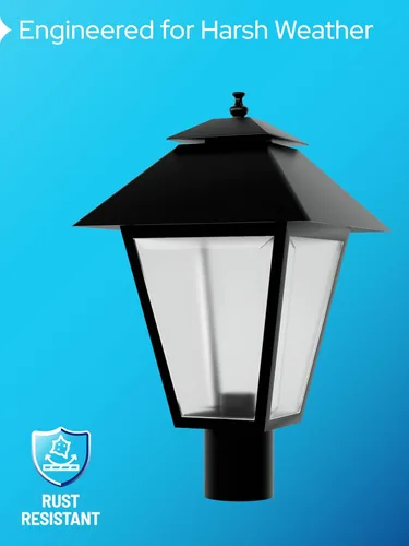 Vista 3 de KASTLITE Lámpara de poste para exteriores, se adapta a postes de lámpara de 3 pulgadas, luz de poste de linterna impermeable antioxidante, base E26