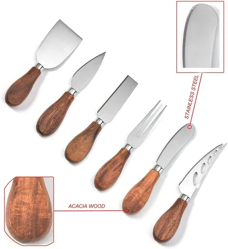 Vista 6 de generik ZIGACH - Juego de 6 cuchillos para queso, acero inoxidable, accesorios de queso, cuchillos, cortar, rebanar, afeitar, extender todo