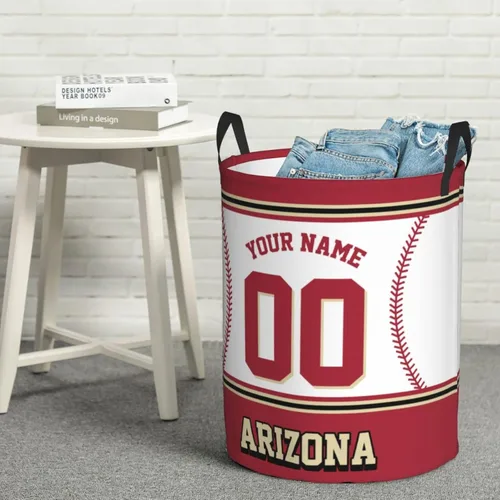 Vista 7 de Cesta de lavandería personalizada de Arizona, cesta de lavandería personalizada con nombre y número, cesta de almacenamiento plegable