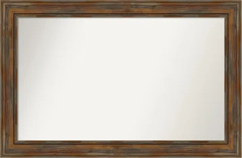 Vista 56 de Amanti Art Espejo de baño marrón para sobre fregadero, 26 x 26 pulgadas, espejo de tocador cuadrado marrón rústico Alexandria, marco de madera