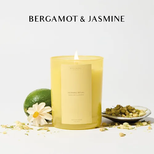 Vista 2 de Vela perfumada de bergamota y jazmín 11 onzas, 60 horas de combustión Cera de soja natural, mecha de algodón Velas perfumadas de soja