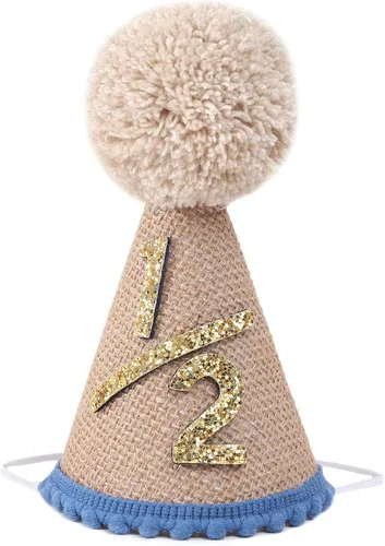 Vista 9 de WAOUH Sombrero de medio cumpleaños - Corona de arco para bebé de 6 meses, mini accesorio para fotos