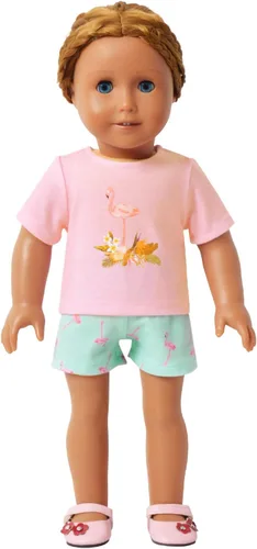 Vista 2 de QPANCY - Conjunto de pijamas a juego para niñas y muñecas con diseño de unicornio, ropa de dormir de algodón para el verano