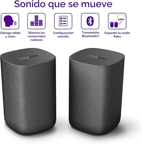 Vista 3 de Altavoces inalámbricos Roku - Juego de 2 (Paquete de 1) - Compatible con Roku TV, Streambar y Streambar Pro (SE no es compatible)