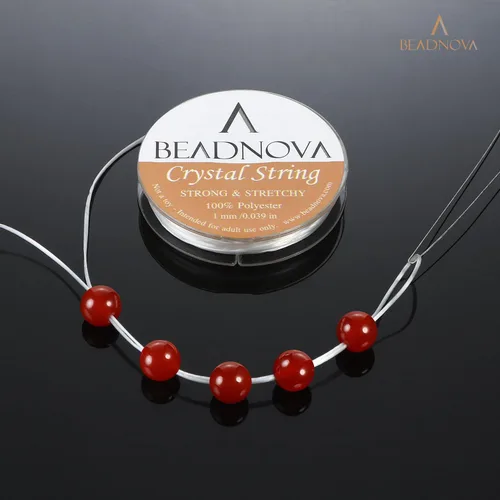 Vista 4 de Hilo de poliéster elástico de 0.039 pulg Beadnova cordón para joyería para hacer pulseras de perlas, rollo de 196 pies., PARTS-0018-07M01