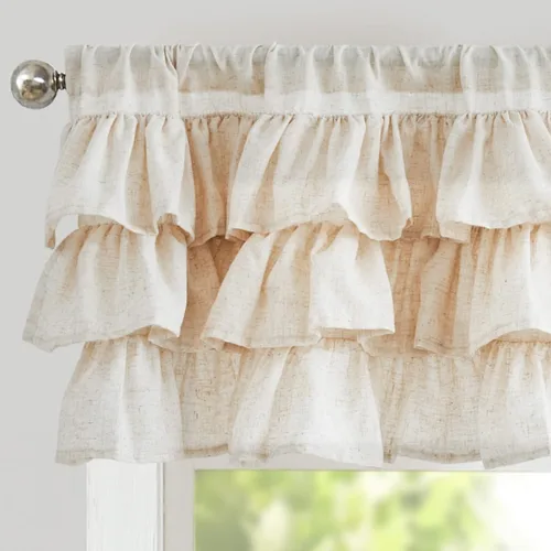 Vista 20 de jinchan - Cenefa de lino con borde de encaje, cenefa rústica de estilo granja para ventana de 16 pulgadas, tratamiento para ventana pequeña