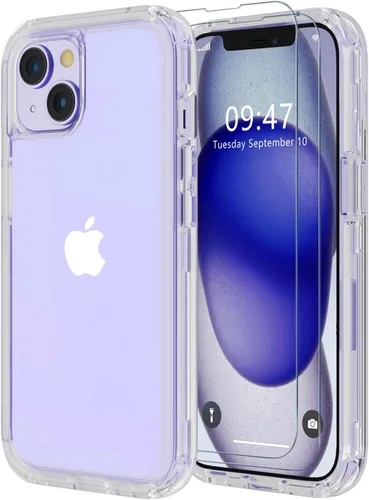 Vista 22 de Diverbox Funda para iPhone 15 [a prueba de golpes] [a prueba de caídas] [protector de pantalla de vidrio templado], funda de protección resistente