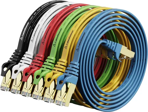 Vista 10 de Cable blindado Cat 7 para conexión de Ethernet (cable de la más alta velocidad), plano, tiene un conector RJ45 a prueba de enganche, para módem