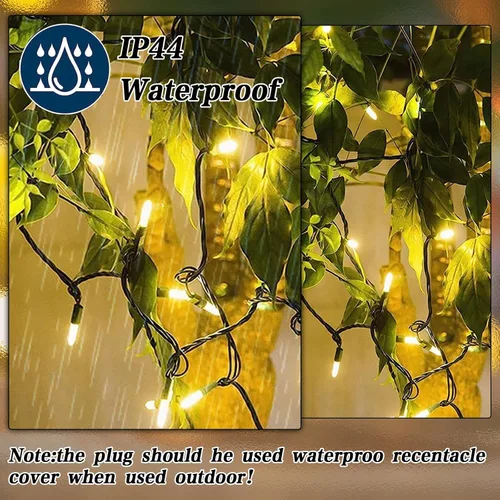 Vista 6 de Heyworld Luces de Parpadeo Lento 75 LED, Luces Navideñas de Parpadeo Suave, Cadena de Luces Certificada UL Impermeable, 37 de 75 Luces Parpadean, 28
