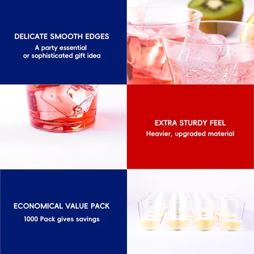 Vista 3 de JOLLY CHEF Paquete de 1000 vasos de chupito de plástico, vasos desechables de 1 oz, vasos de degustación de 1 onza, ideales para whisky, degustación