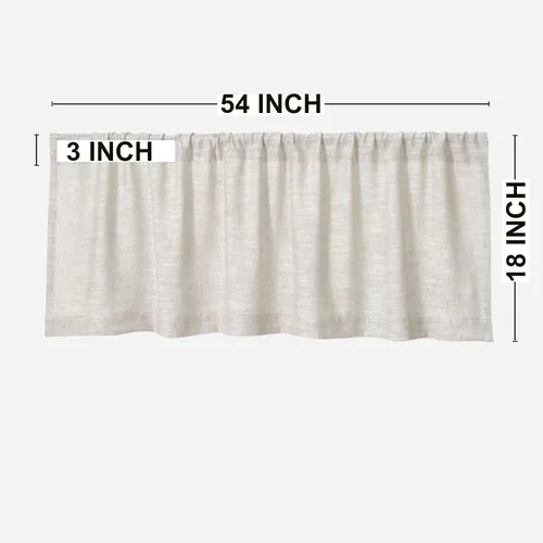Vista 7 de Cenefas de cocina para ventanas, modernas, de lino y algodón, decoración rústica para baño, decoración bohemia (54 x 18 pulgadas, natural)