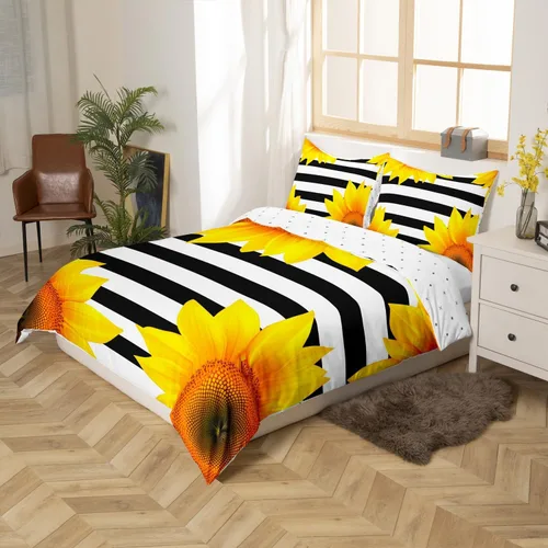 Vista 2 de Edredón con diseño de palmeras hawaianas, olas y playa tropical, con estampado natural decorativo, juego de fundas para almohada, azul