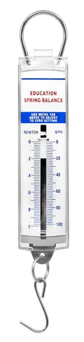 EISCO Balanza de resorte premium, 0.00-3.53 oz/0-1N - Alta resolución, doble escala transparente, Newtons y gramos - Capacidad de calibración cero -