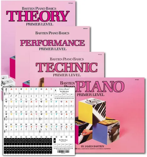 Juego de aprendizaje de nivel básico de piano Bastien - Libros de lección, teoría, rendimiento, técnica y arte & Juliet Music Teclas de piano