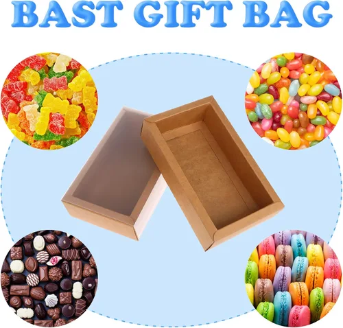 Vista 3 de 26 PCS Cajas Rectangulares de Kraft Tipo Cajón, Cajas Pequeñas de Cartón para Empaquetar Regalos, para Obsequios de Fiesta, Golosinas, Dulces
