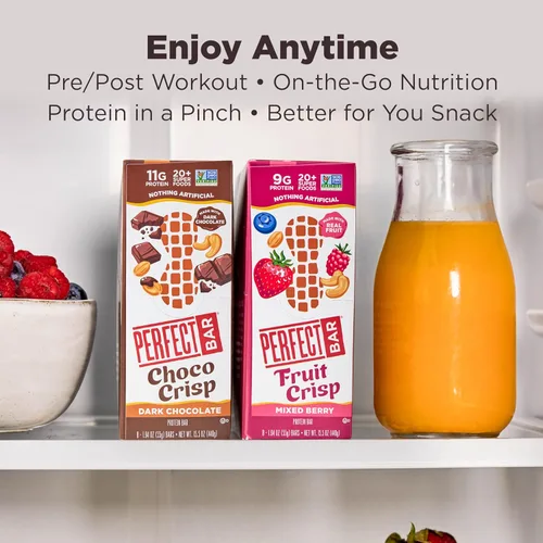 Vista 7 de Perfect Bar - Barra de proteínas con crujiente de frutas, frutos rojos mixtos y mantequilla de nueces, snack de proteínas, sin gluten, sin soya, sin