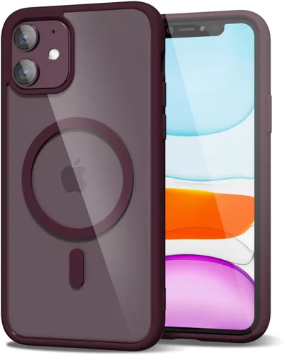 Vista 217 de oakxco Funda magnética transparente compatible con Magsafe, delgada, transparente, no amarillea, híbrida de silicona suave y cubierta protectora