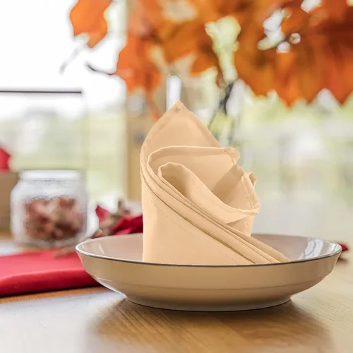 Vista 4 de Avalon Kitchen Servilletas de tela beige a granel (paquete de 24) – Servilletas de lino 100% poliéster, lavables y reutilizables, duraderas