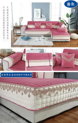 Vista 3 de Fundas protectoras de sofá de mascotas, perros, niños, fundas protectoras de muebles, fundas acolchadas con felpa rosa, 35.4 x 63.0 in