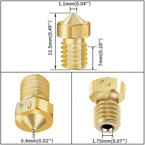 Vista 4 de [Paquete de 2 unidades] Extrusora 3D Hotend compatible con ANYCUBIC Chiron Extrusora Head 24V V5 con 10 boquillas V6 de latón de 0.016 in